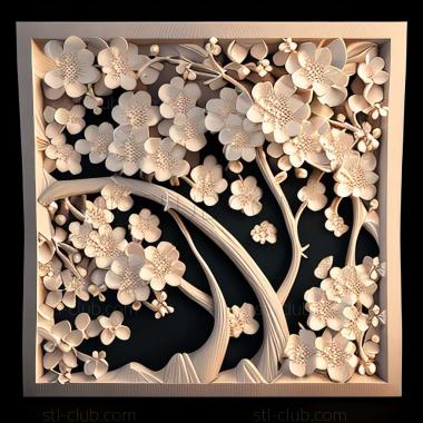 3D model cherry blossoms (STL)